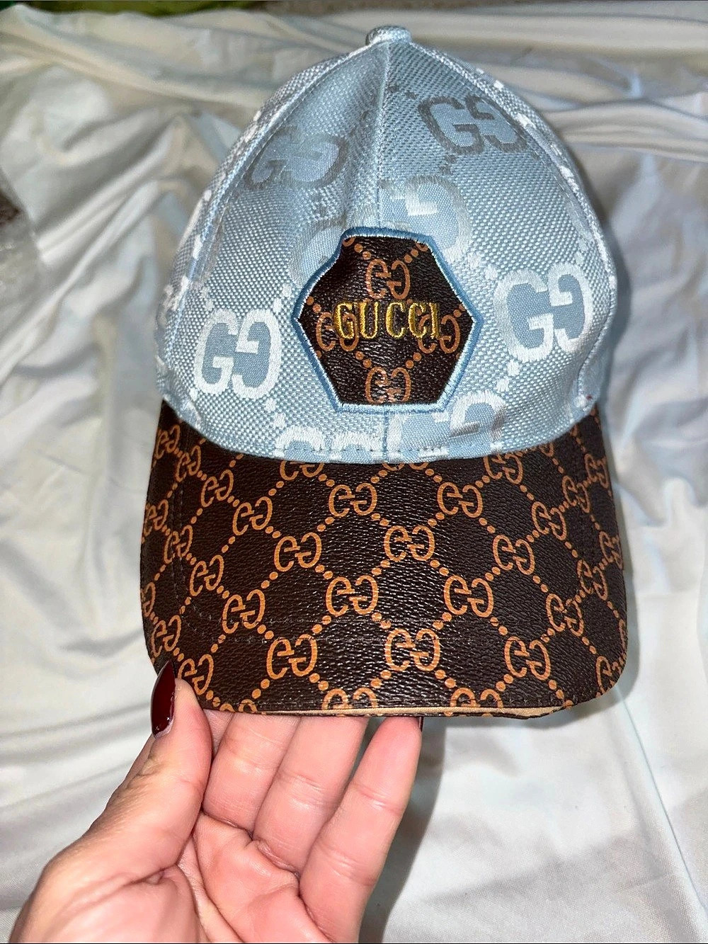 Inspired by Canvas Baseball Cap in Blue & Brown